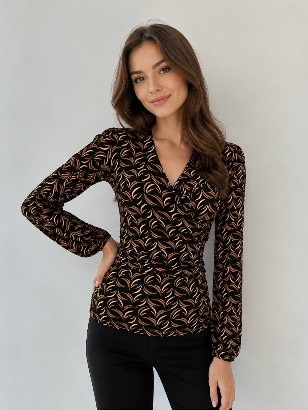 Boden Elodie long-sleeved jersey wrap top Size 6‎